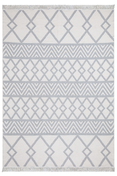 Duo Beyaz Gri Çift Taraflı Yıkanabilir Dokuma Kilim 22995A