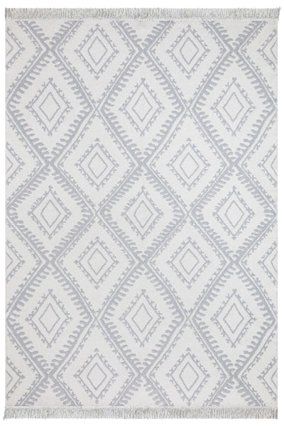 Duo Beyaz Gri Çift Taraflı Yıkanabilir Dokuma Kilim 22997A