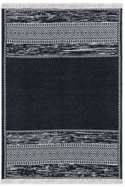 Duo Beyaz Siyah Çift Taraflı Yıkanabilir Dokuma Kilim 23003A