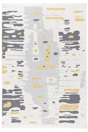 Duo Krem Sarı Çift Taraflı Yıkanabilir Dokuma Kilim 24245A