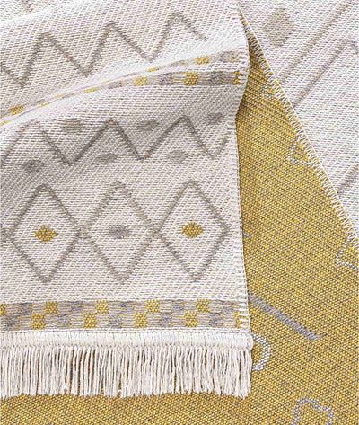 Duo Krem Sarı Çift Taraflı Yıkanabilir Dokuma Kilim 24247A