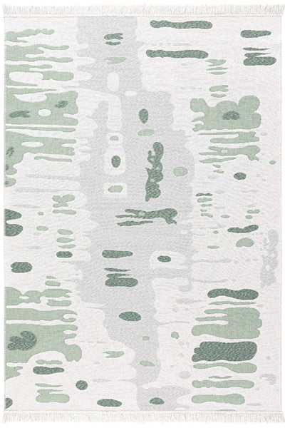 Duo Krem Yeşil Çift Taraflı Yıkanabilir Dokuma Kilim 24245A