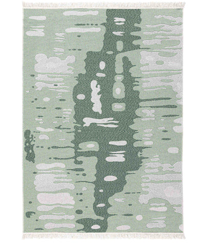 Duo Krem Yeşil Çift Taraflı Yıkanabilir Dokuma Kilim 24245A