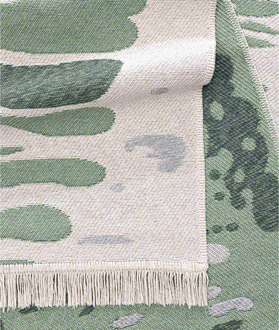 Duo Krem Yeşil Çift Taraflı Yıkanabilir Dokuma Kilim 24245A