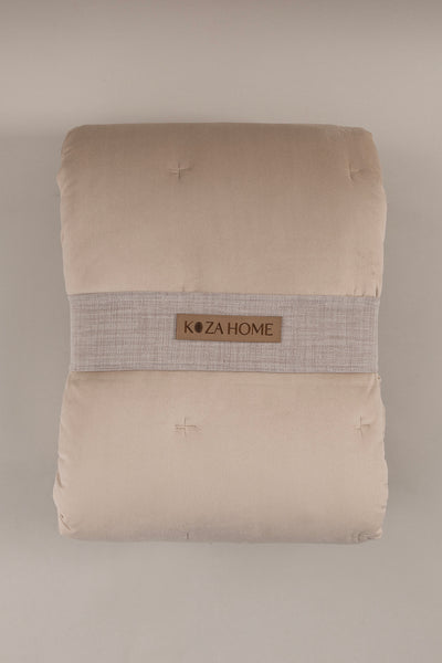 Elit Bej Kadife Çift Kişilik Yatak Örtüsü 230x250 2 Yastık 50x70 5023