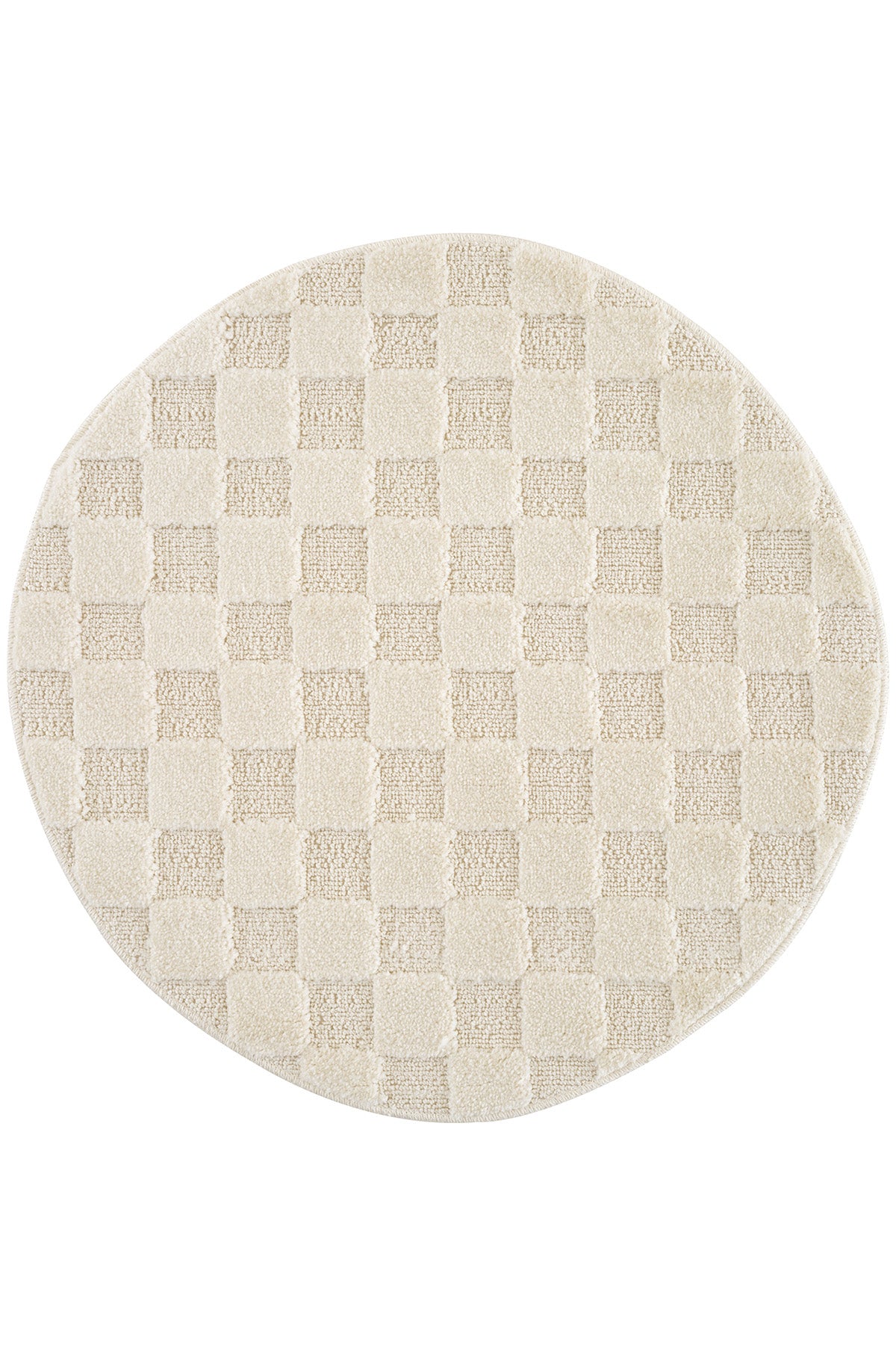 Evra Kare Dokulu Kabartmalı Yumuşak Krem Kaymaz Banyo Paspası Daire 80 x 80