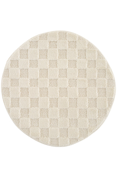 Evra Kare Dokulu Kabartmalı Yumuşak Krem Kaymaz Banyo Paspası Daire 80 x 80