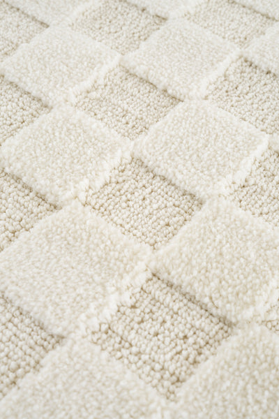 Evra Kare Dokulu Kabartmalı Yumuşak Krem Kaymaz Banyo Paspası Daire 80 x 80