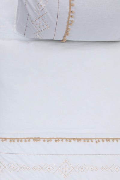 Farayla Etnik Desenli Koyu Bej %100 Pamuk Çift Kişilik Nevresim Takımı 200x220 7511A