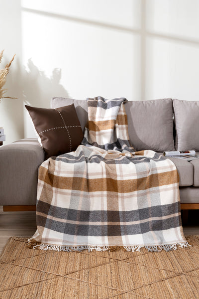 Fıona Bej Ekose Throw 130X170 15052