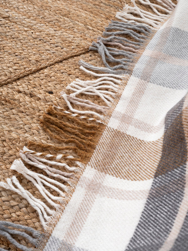 Fıona Bej Ekose Throw 130X170 15052