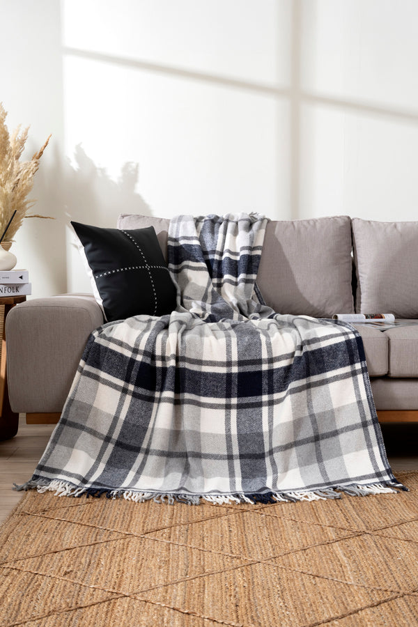 Fıona Siyah Ekose Throw 130X170 15051