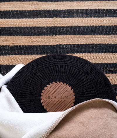 Fluffy Örgü Puf Siyah 8005