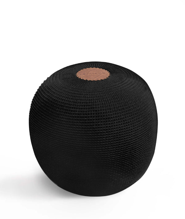 Fluffy Örgü Puf Siyah 8005