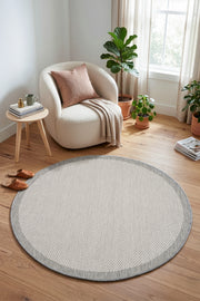 Fresco Antrasit Ekru Sisal Daire Halı 23745D