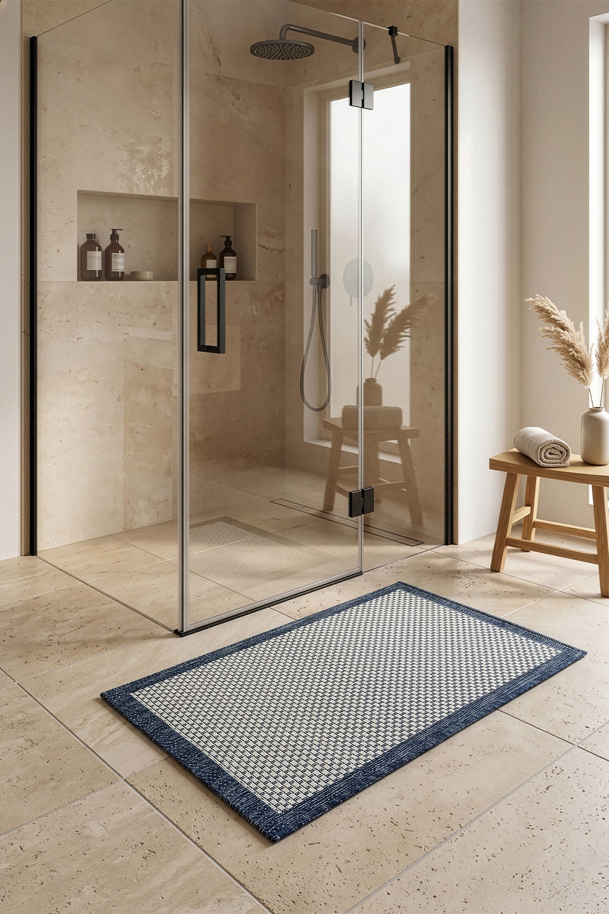 Fresco Ekru Lacivert Sisal Paspas 23745P