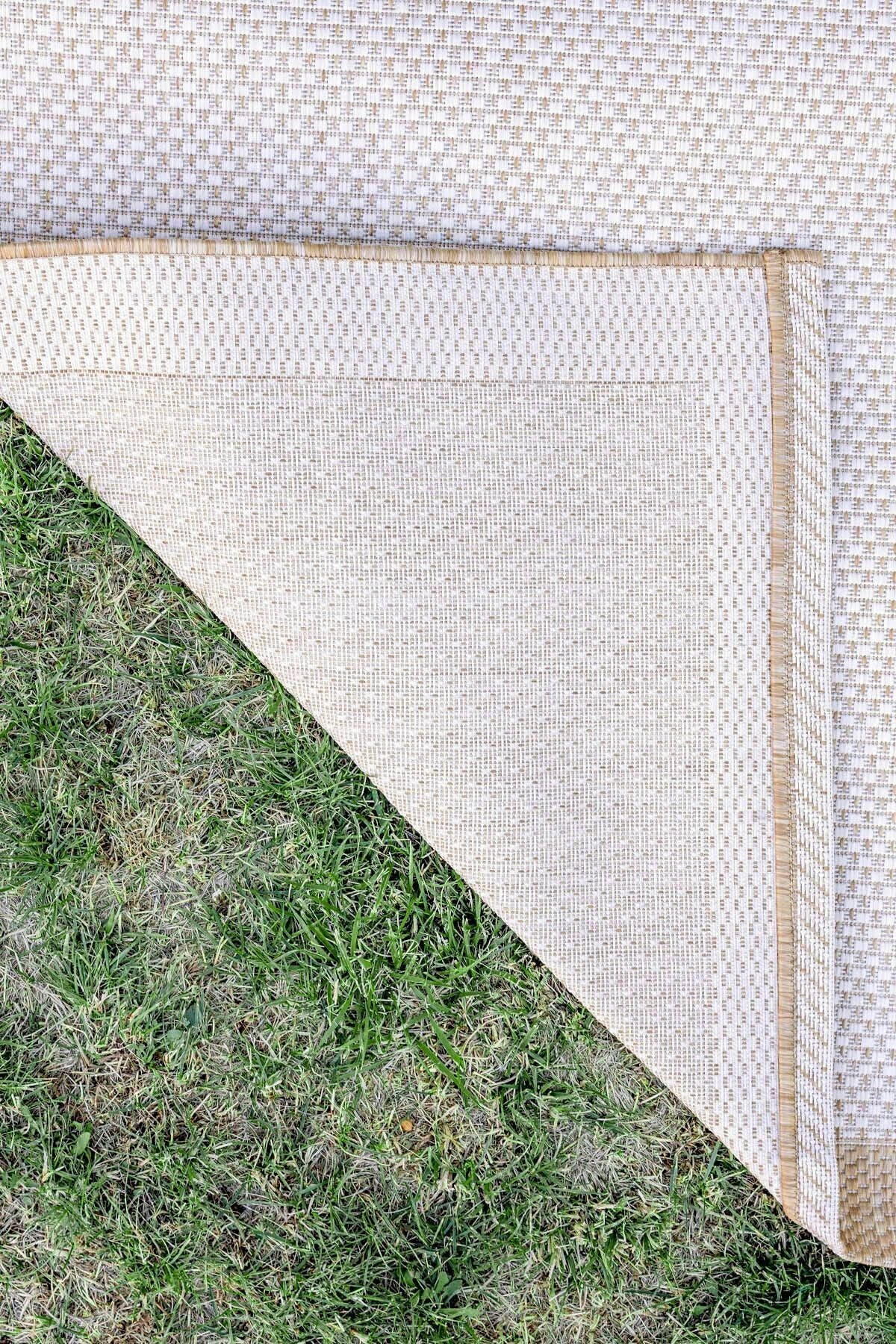 Fresco Ekru Natural İskandinav Jüt Yıkanabilir Halı Kilim Balkon Teras Salon Koridor Halısı 23745A