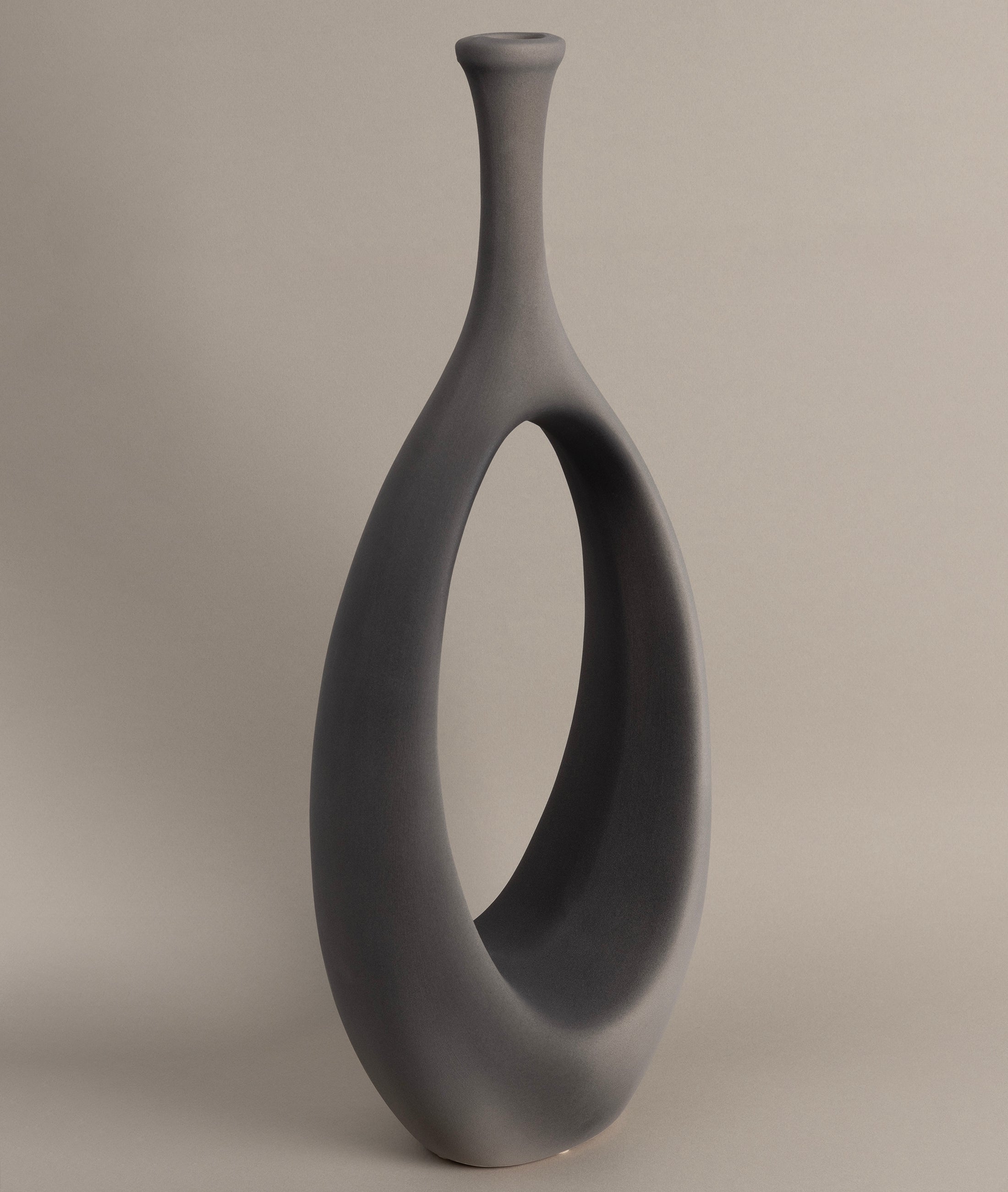 Gracil Özel Taş Doku Gri İskandinav Seramik Vazo 20x5x55cm 6267