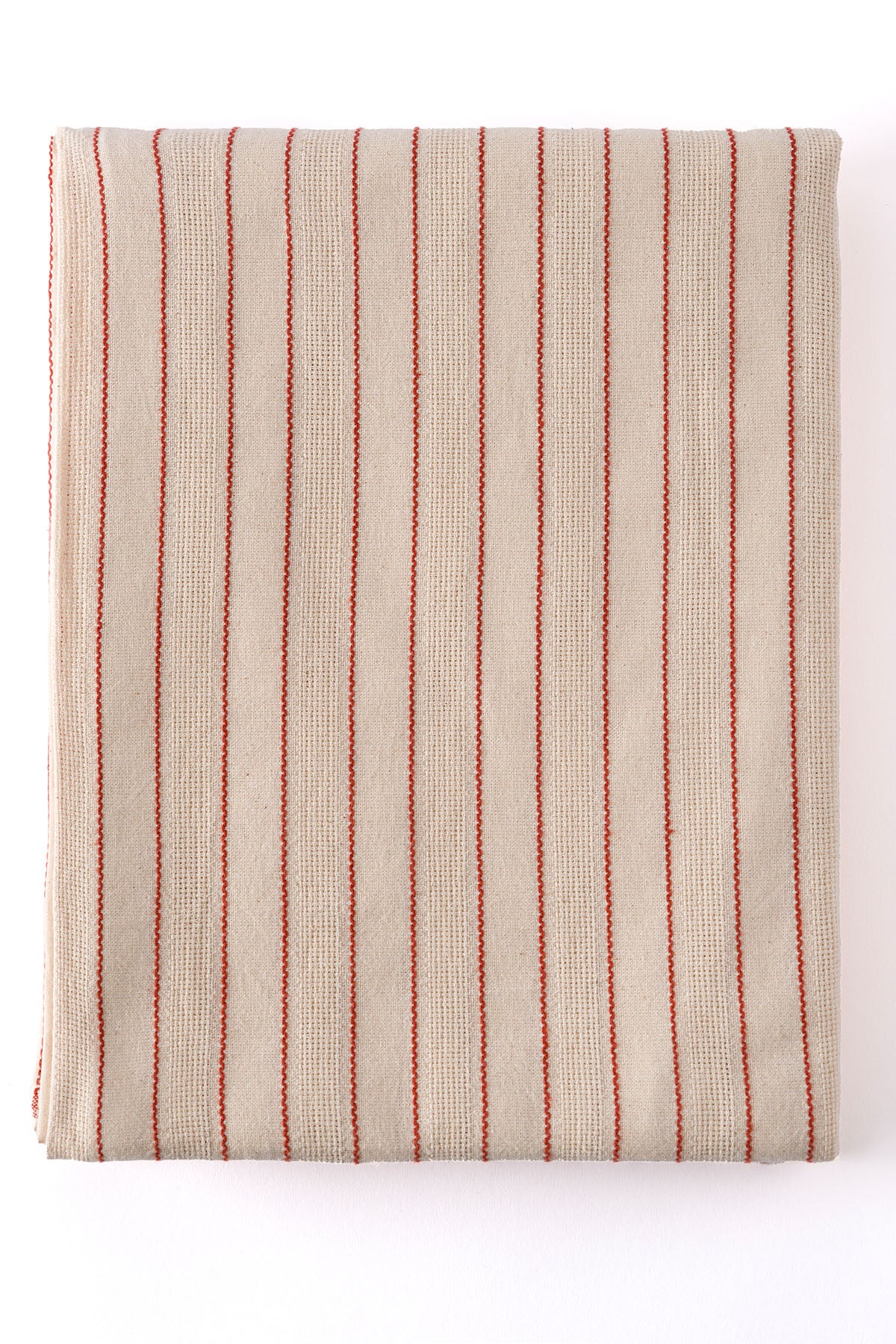 Graın %100 Pamuk Masa Örtüsü Krem-Kiremit Bordür Detaylı 140X200 Cm 2598