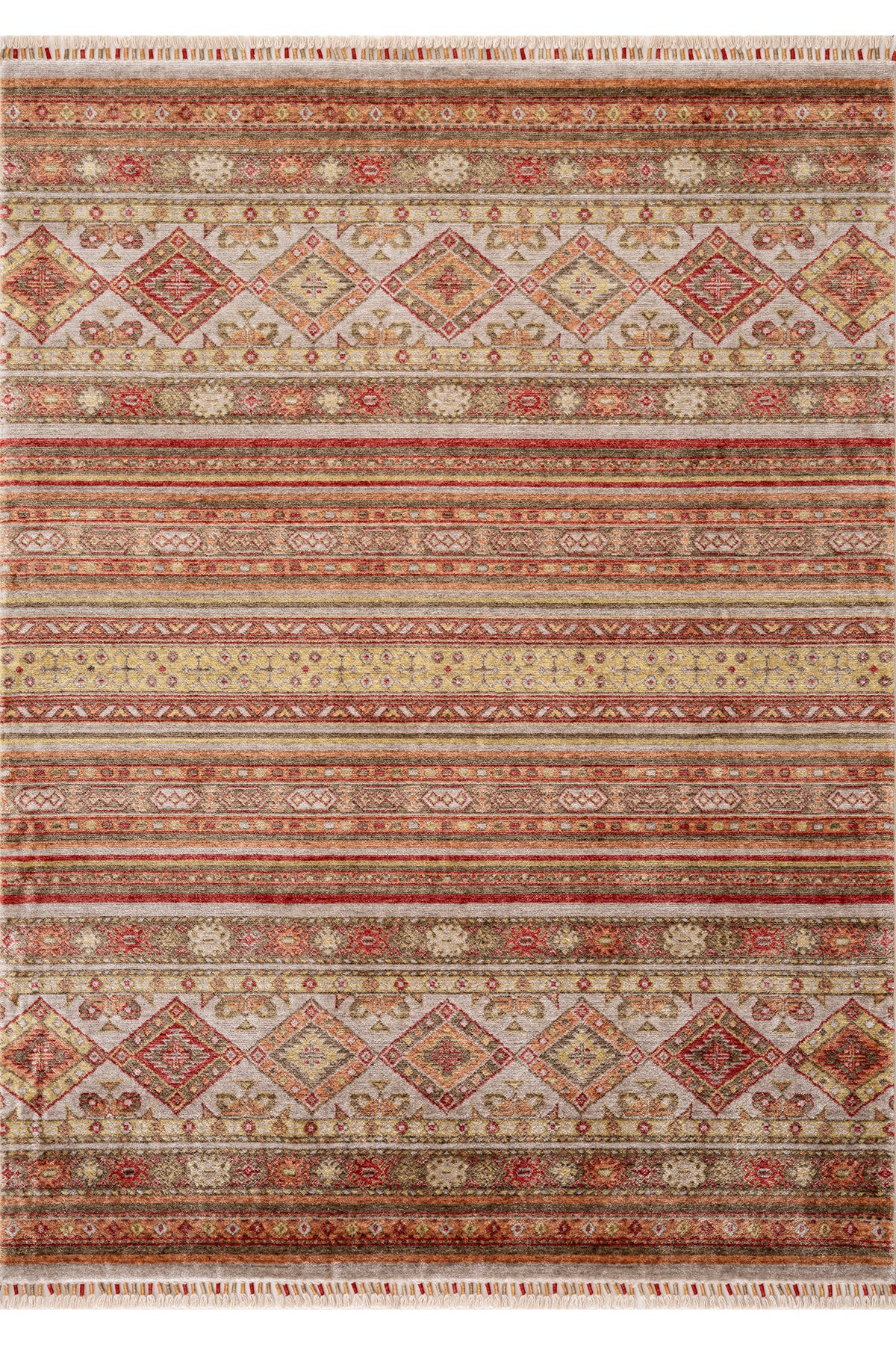 Heriz Bej Bordo Etnik Desenli Halı A0986B