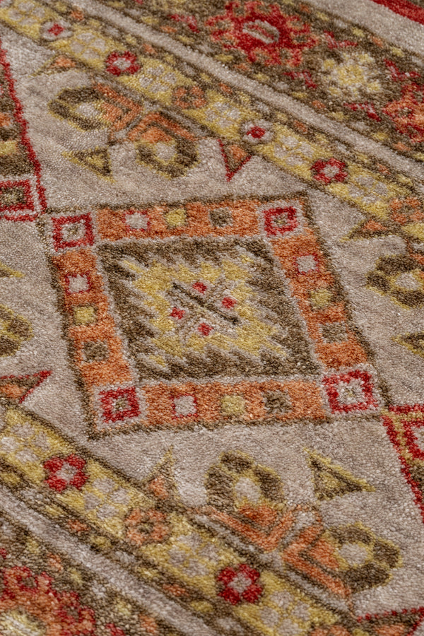 Heriz Bej Bordo Etnik Desenli Halı A0986B