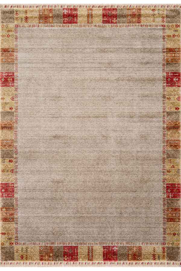 Heriz Bej Bordo Etnik Desenli Halı A0988B