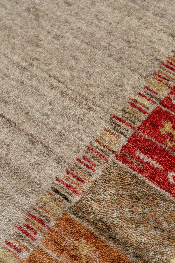 Heriz Bej Bordo Etnik Desenli Halı A0988B