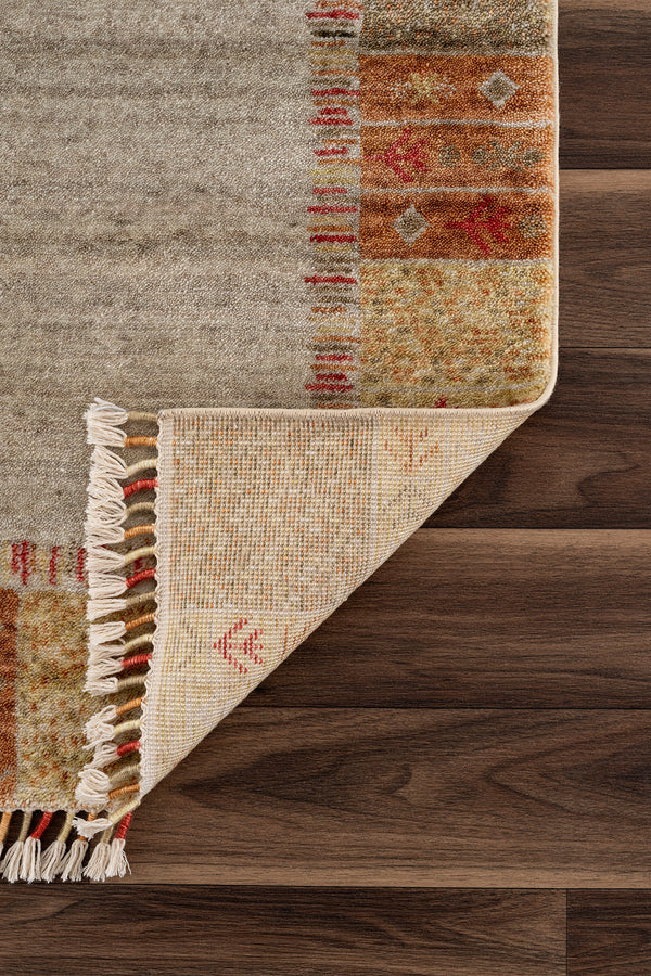 Heriz Bej Bordo Etnik Desenli Halı A0988B