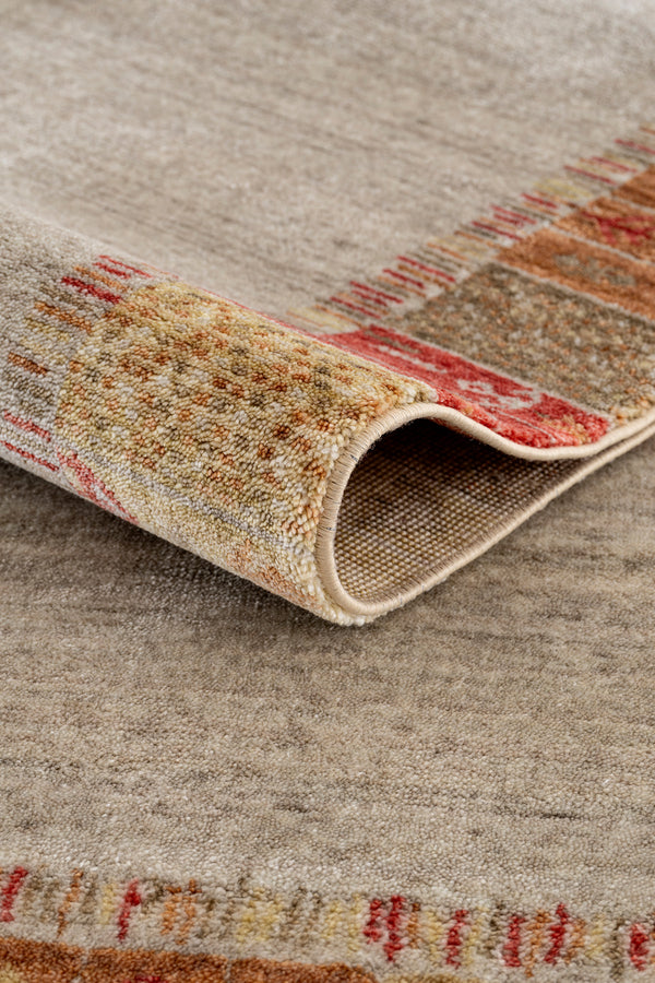 Heriz Bej Bordo Etnik Desenli Halı A0988B