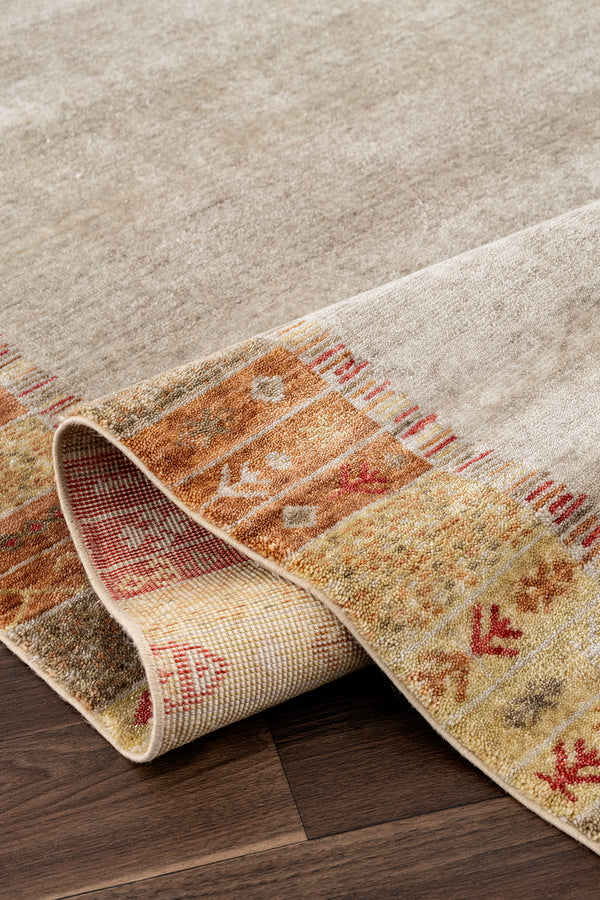 Heriz Bej Bordo Etnik Desenli Halı A0988B