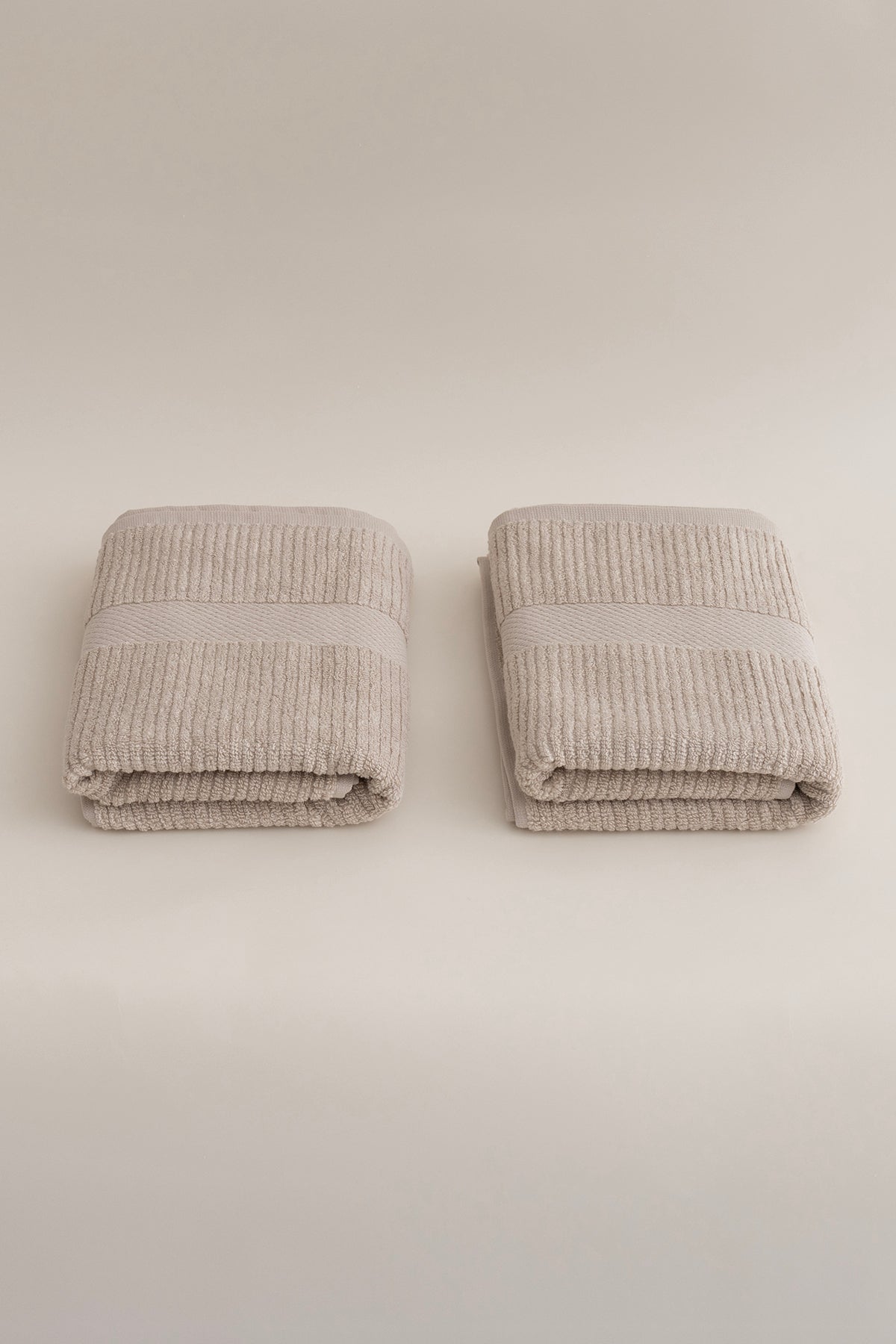 Ivory Bej Fitilli Mikro Fiber %100 Pamuk 2'Li Banyo Havlusu Seti 50 X 90 - 70 X 140 1128A