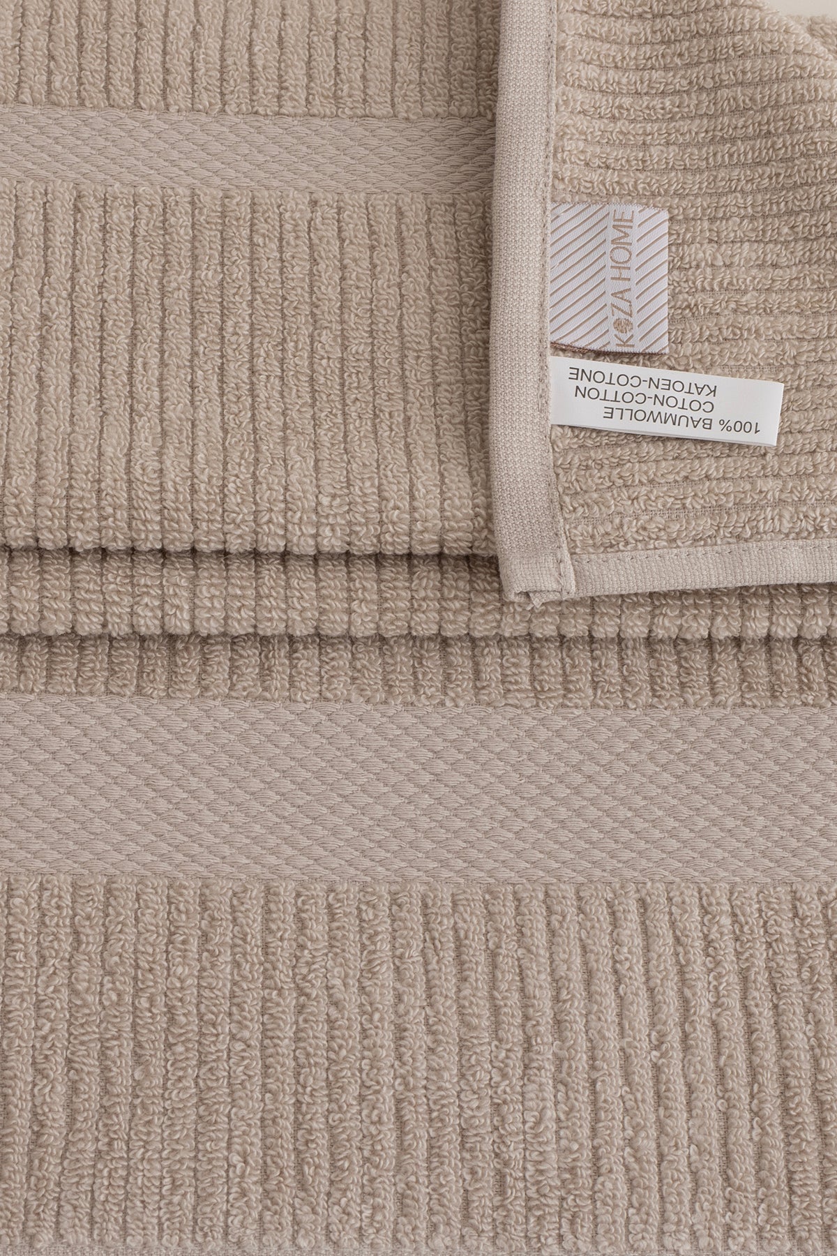 Ivory Bej Fitilli Mikro Fiber %100 Pamuk 2'Li Banyo Havlusu Seti 50 X 90 - 70 X 140 1128A
