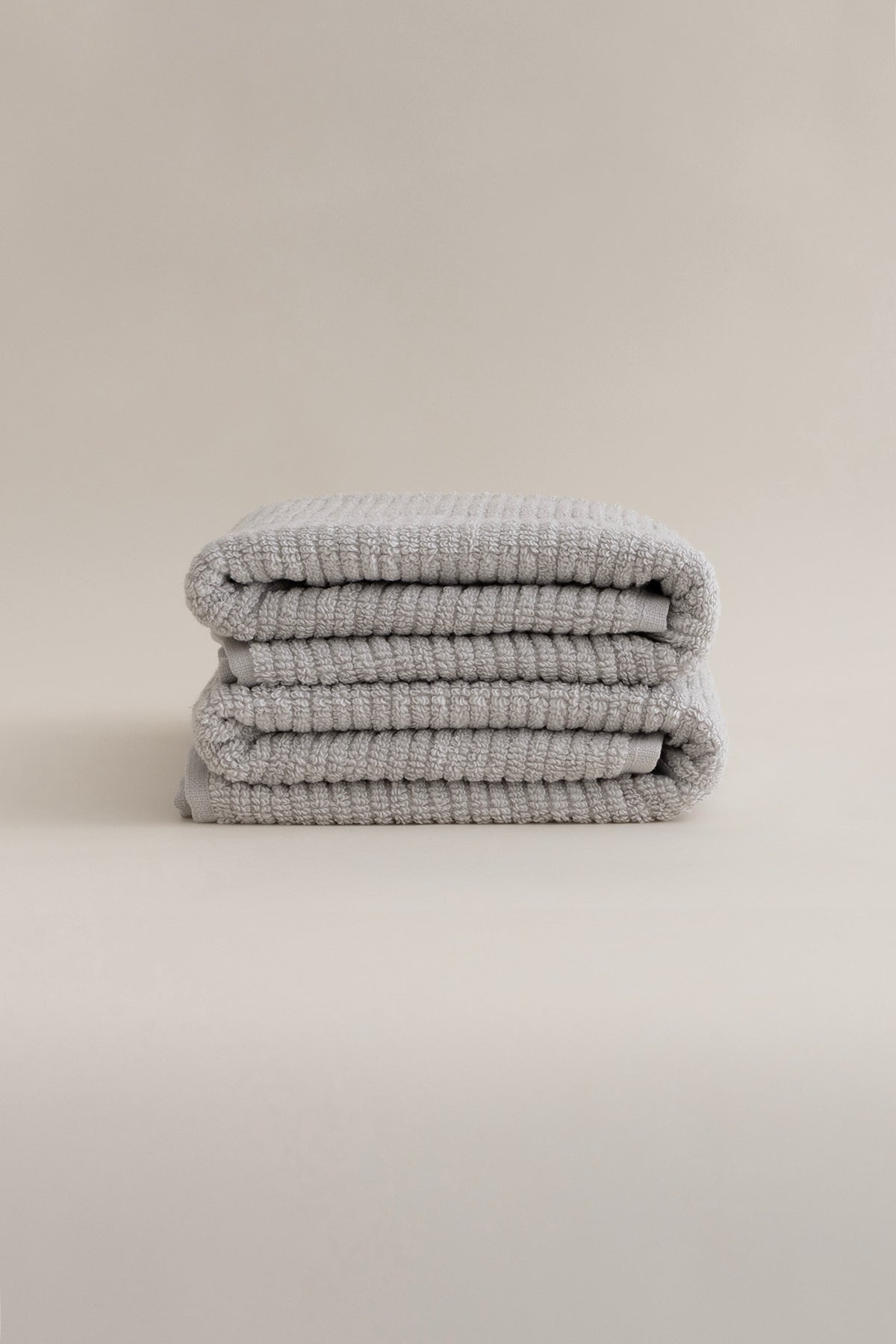 Ivory Gri Fitilli Mikro Fiber %100 Pamuk 2'Li Banyo Havlusu Seti 50 X 90 - 70 X 140 1126A