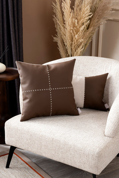Ivy Deri Detaylı Kahve Kırlent Kılıfı 30X50 2545