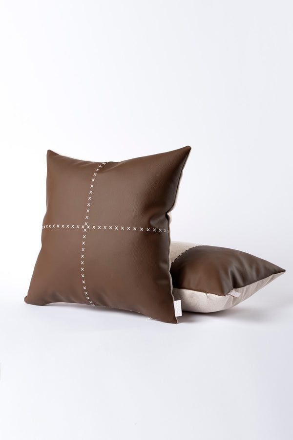 Ivy Deri Detaylı Kahve Kırlent Kılıfı 30X50 2545