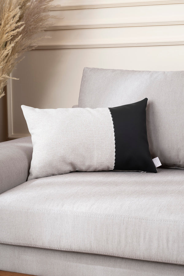 Ivy Soft Deri Siyah Kırlent Kılıfı 45X45 2548