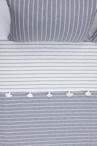 İyon Gri Elyaf Dolgulu Çok Amaçlı Pamuklu Çift Kişilik Yatak Örtüsü 240x250 7508A