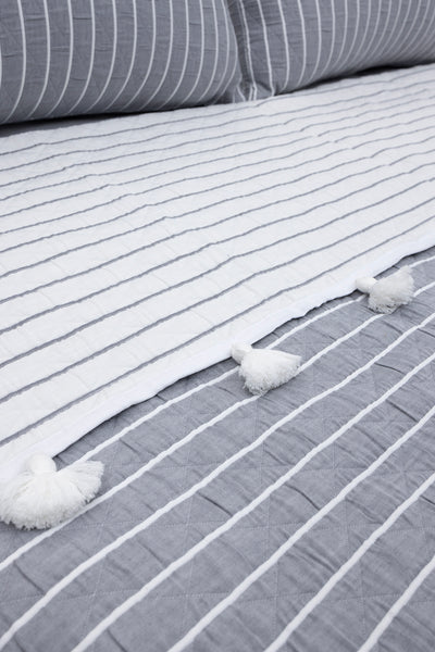 İyon Gri Elyaf Dolgulu Çok Amaçlı Pamuklu Çift Kişilik Yatak Örtüsü 240x250 7508A