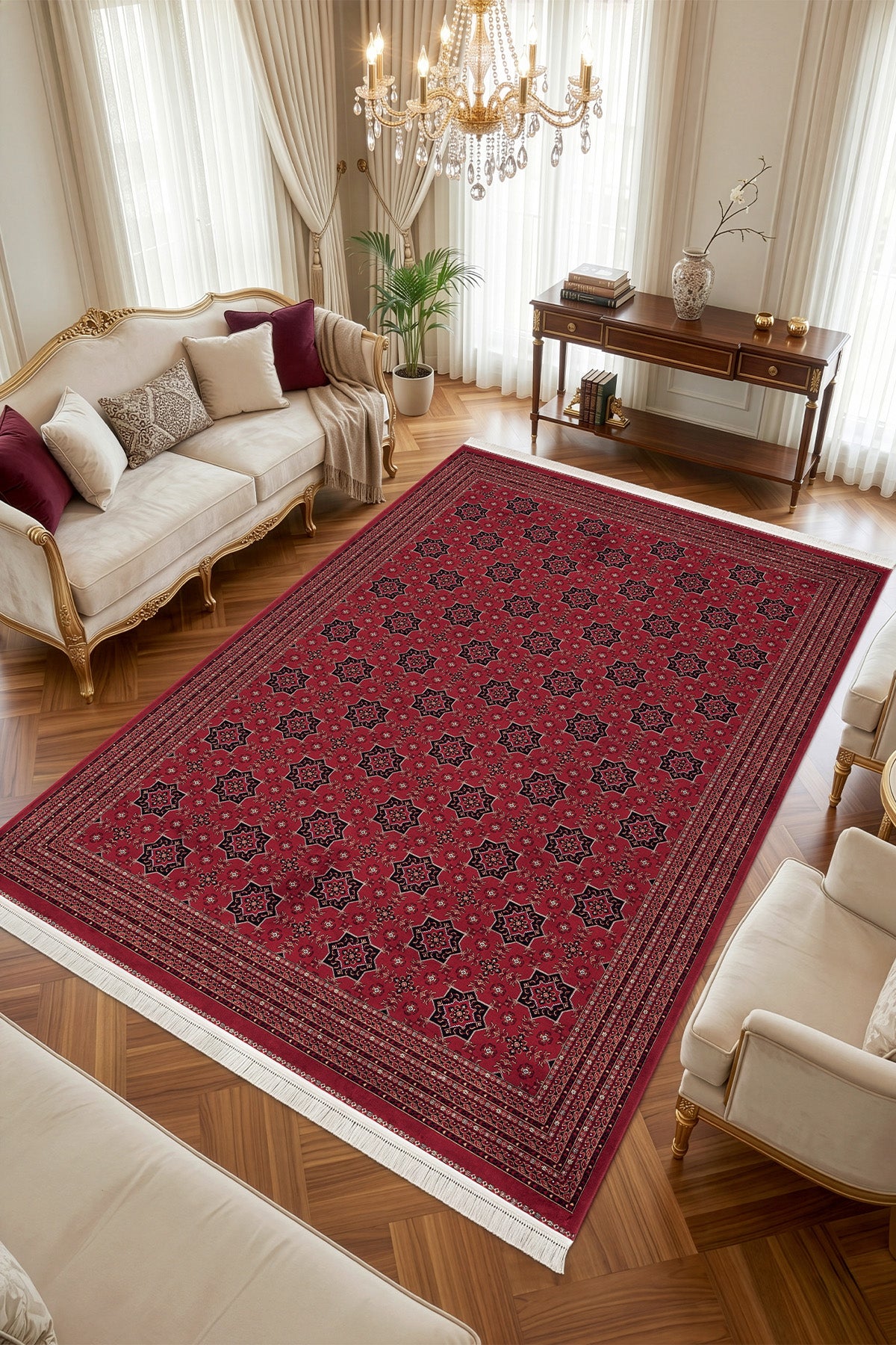 Koza Buhara Bordo Salon Halısı A5975A
