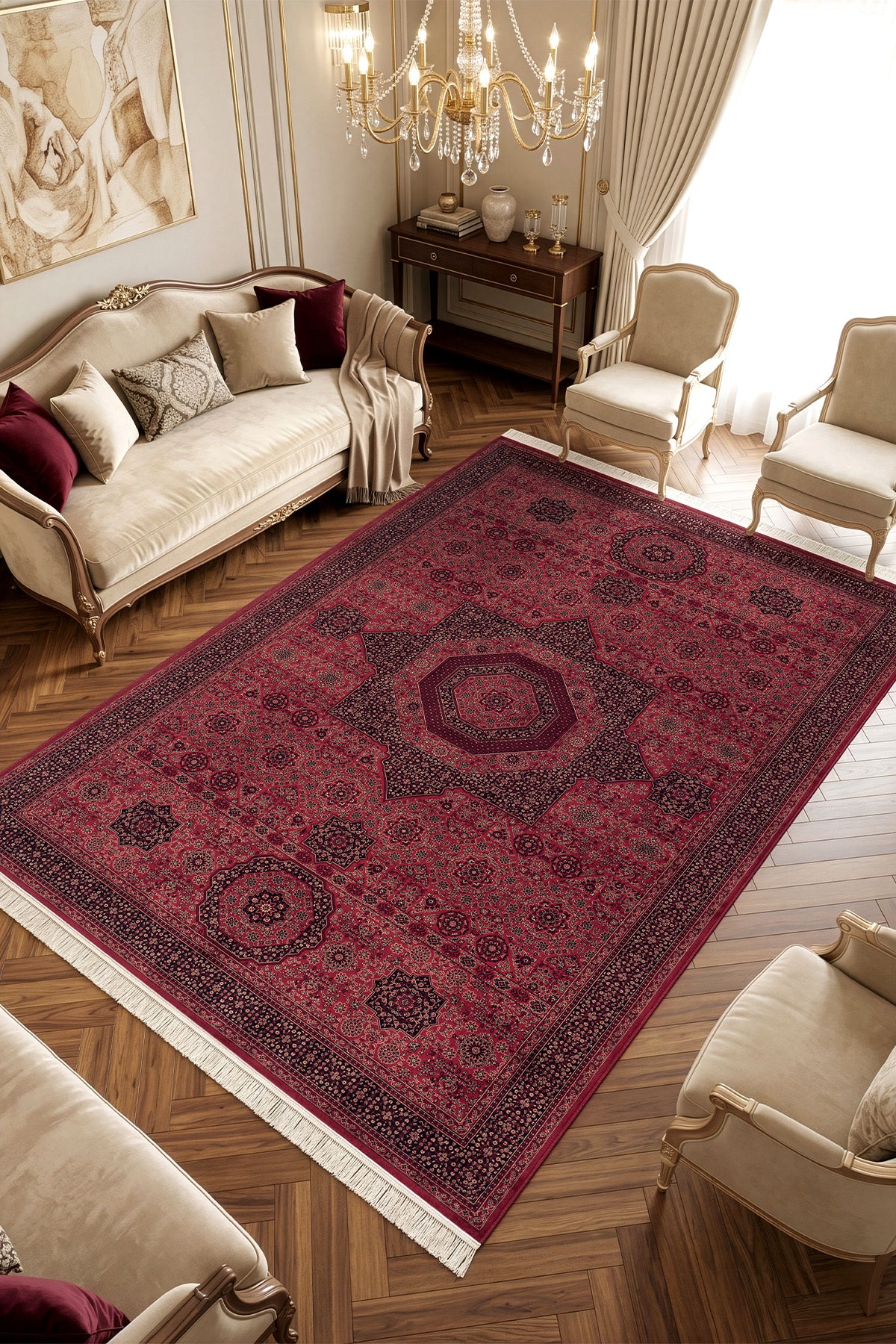 Koza Buhara Bordo Salon Halısı A5977A