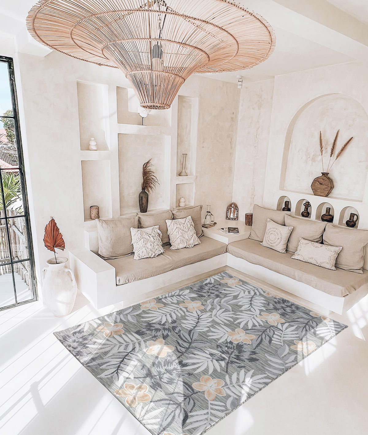 Koza Garden Gri Halı Kilim Balkon Teras Bahçe Salon Koridor Makine Halısı 65305