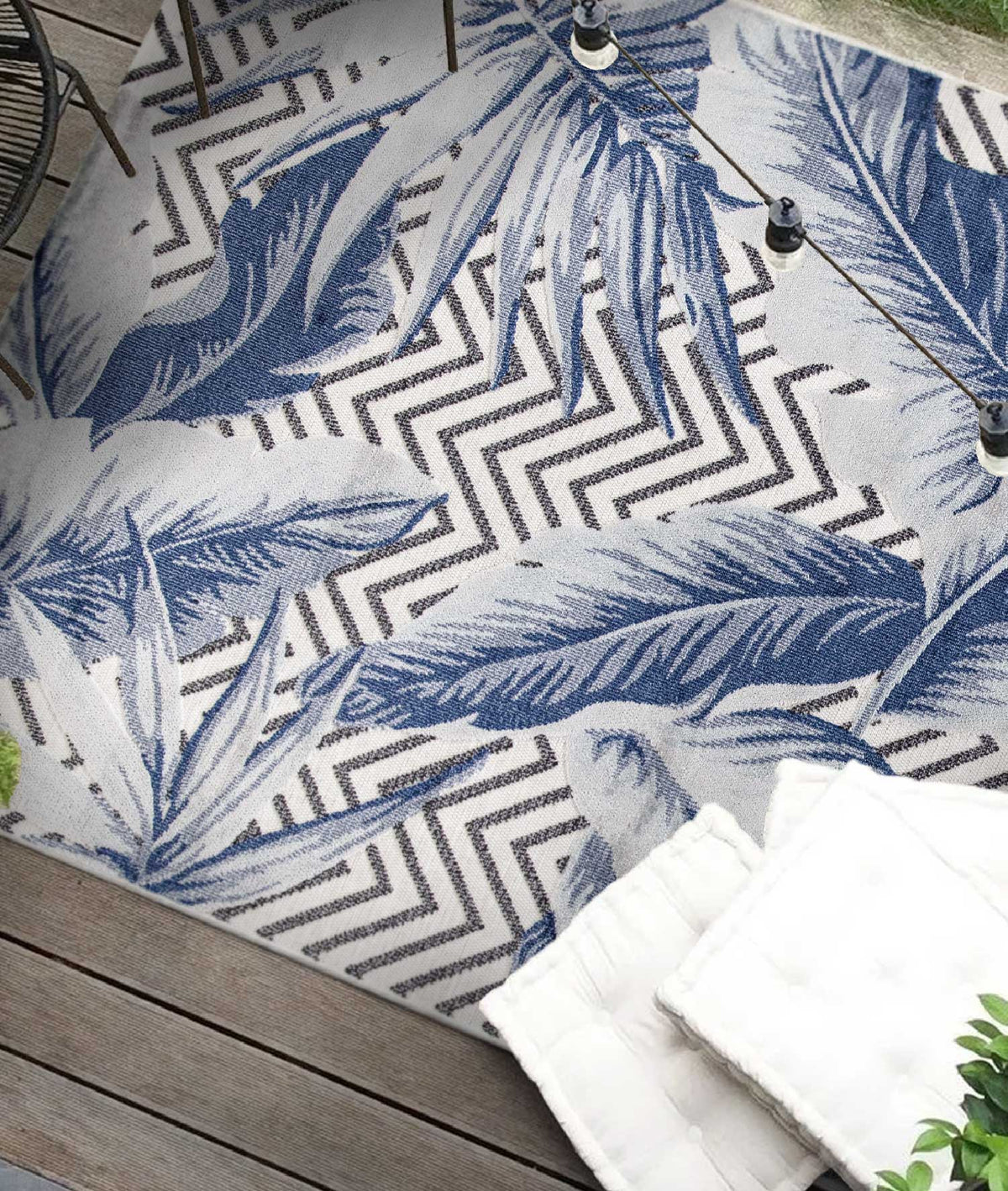 Koza Garden Mavi Halı Kilim Balkon Teras Bahçe Salon Koridor Makine Halısı 65242