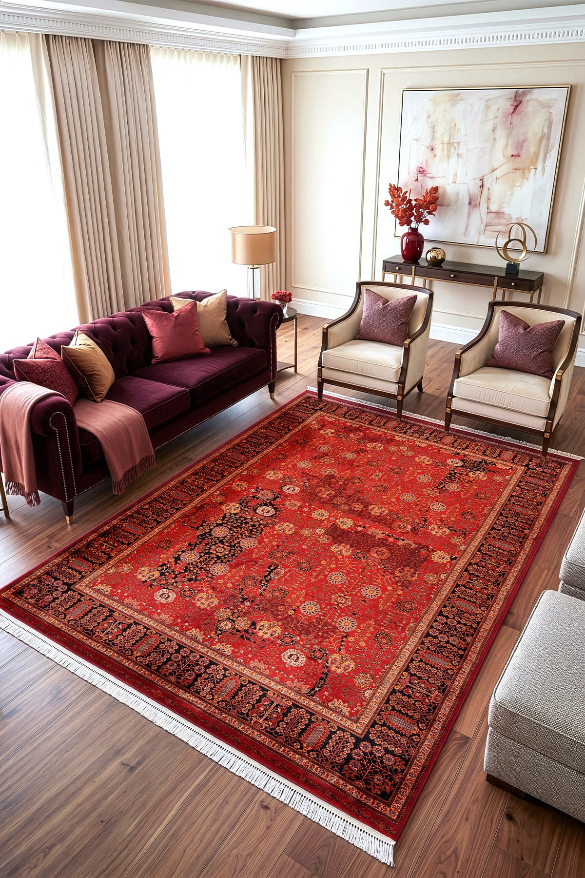 Koza Gördes Bordo Salon Halısı A5722A