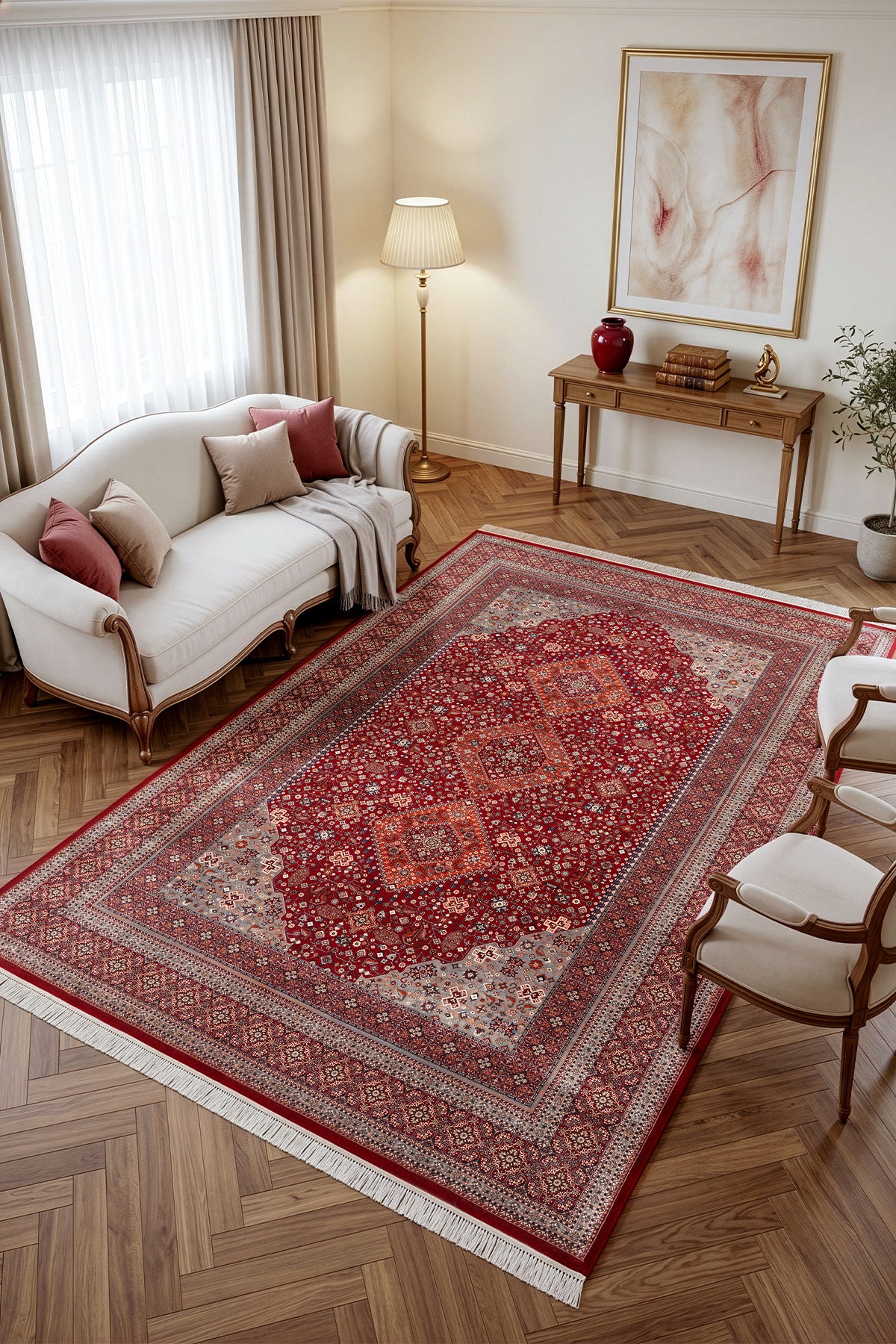 Koza Gördes Bordo Salon Halısı A5723A