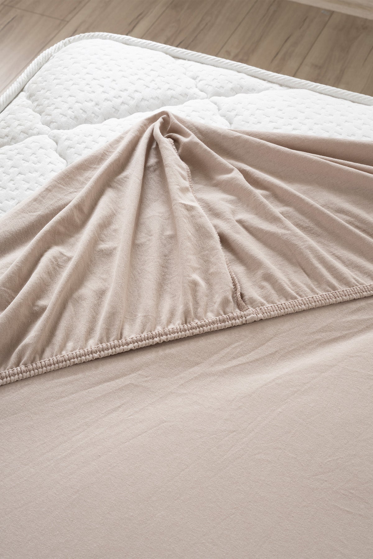 Koza Home Bej Çift Kişilik Penye Fıtted Çarşaf 2527