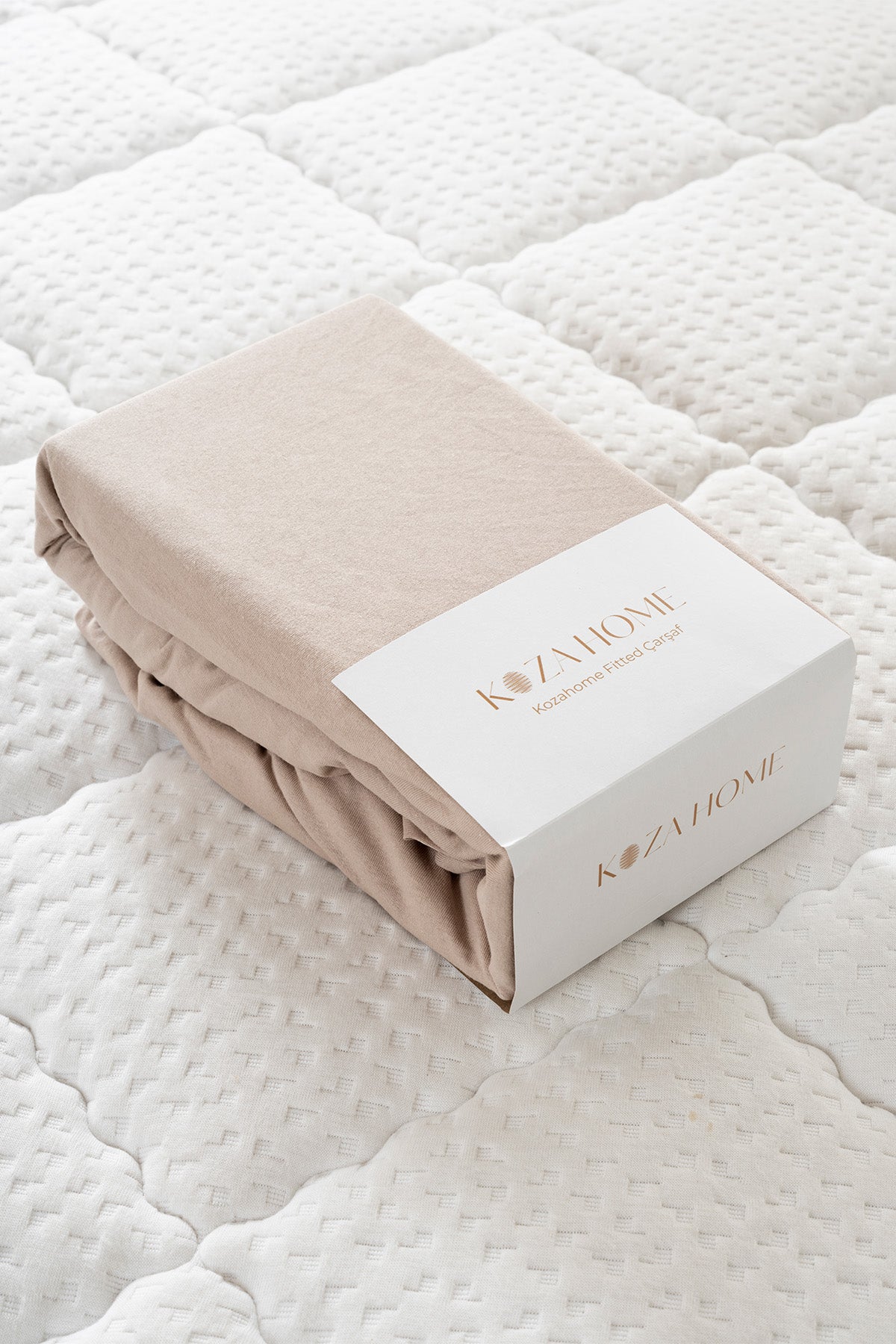 Koza Home Bej Çift Kişilik Penye Fıtted Çarşaf 2527