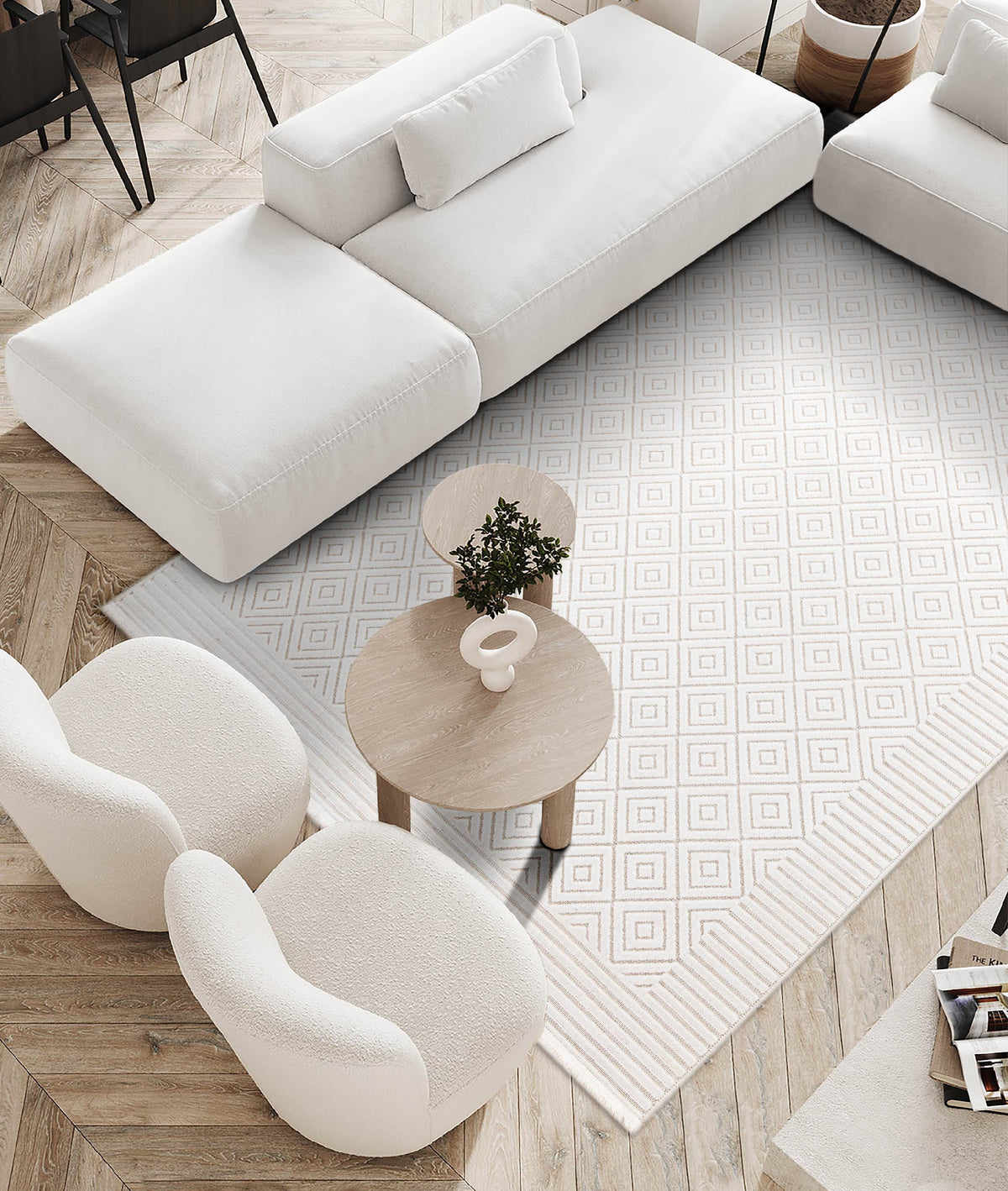 Koza Meridyen Krem Halı Kilim Balkon Teras Bahçe Salon Koridor Makine Halısı 65287