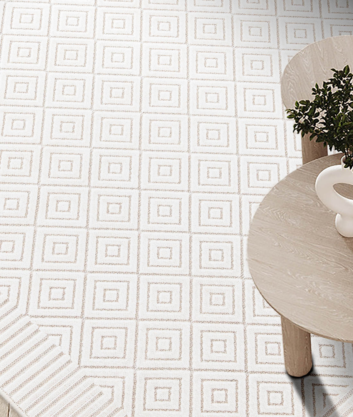 Koza Meridyen Krem Halı Kilim Balkon Teras Bahçe Salon Koridor Makine Halısı 65287