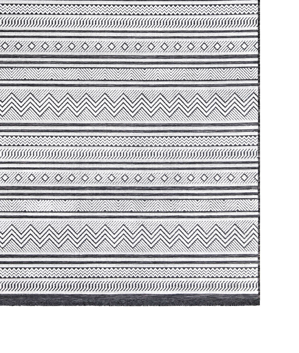 Koza Meridyen Siyah Halı Kilim Balkon Teras Bahçe Salon Koridor Makine Halısı 65294