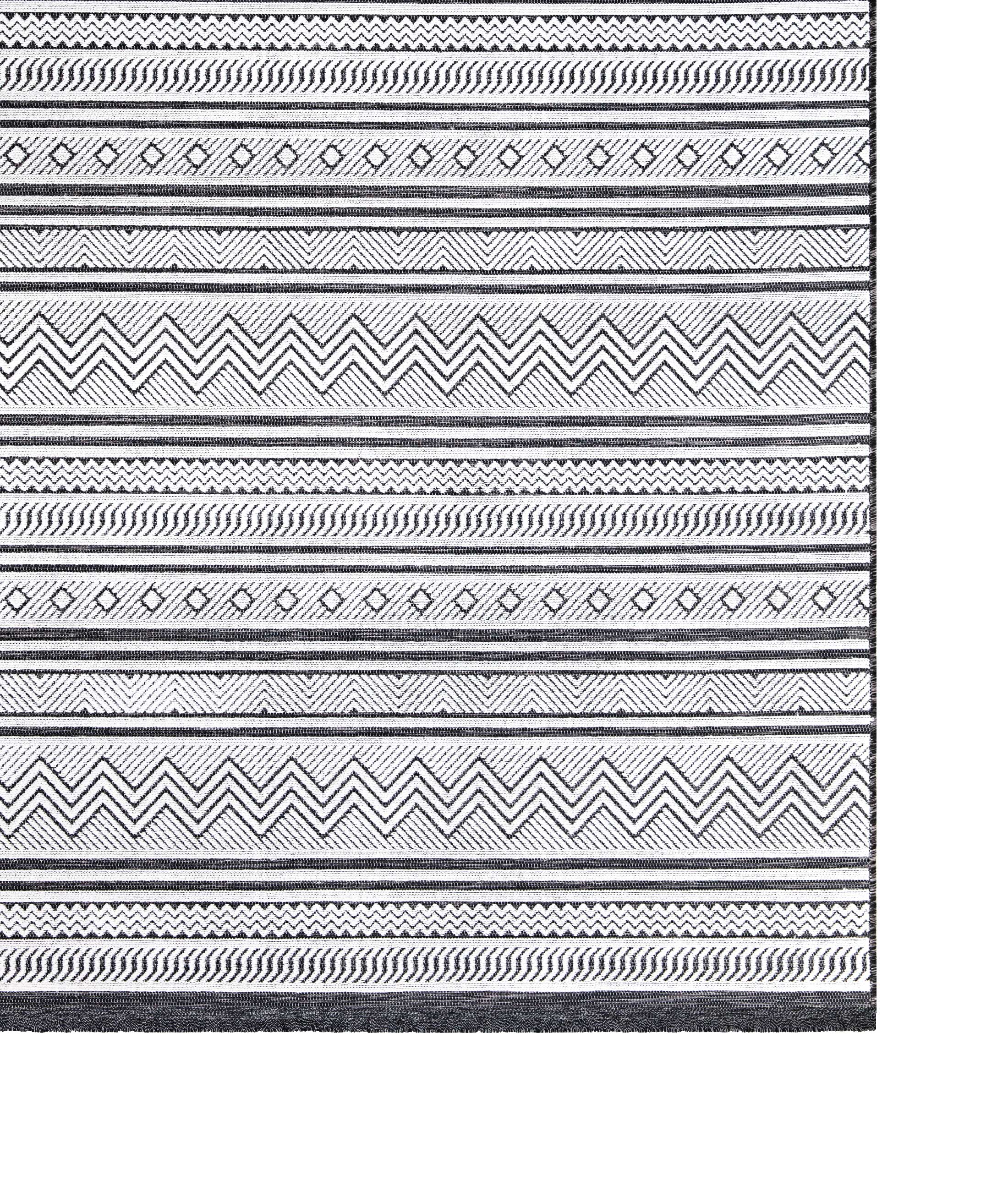 Koza Meridyen Siyah Halı Kilim Balkon Teras Bahçe Salon Koridor Makine Halısı 65294